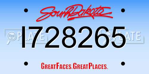 I728265 South Dakota License Plate