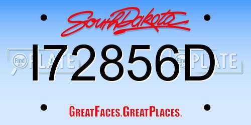 I72856D South Dakota License Plate