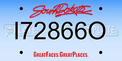 I72866O South Dakota License Plate