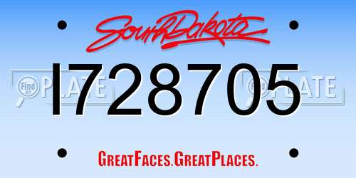 I728705 South Dakota License Plate