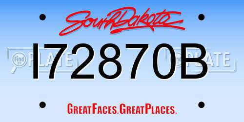 I72870B South Dakota License Plate