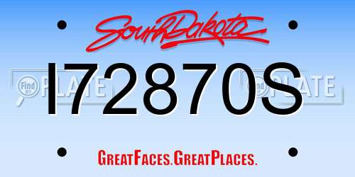 I72870S South Dakota License Plate