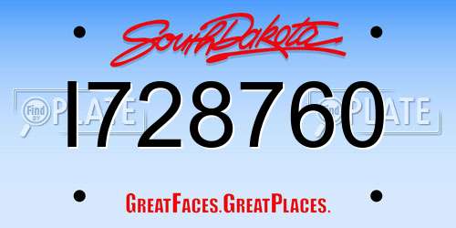 I728760 South Dakota License Plate