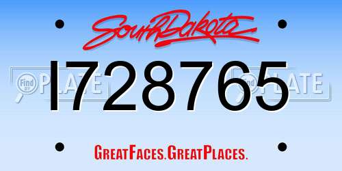 I728765 South Dakota License Plate