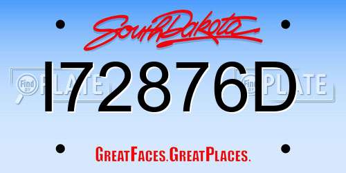 I72876D South Dakota License Plate