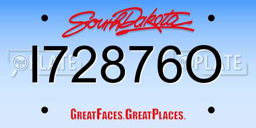 I72876O South Dakota License Plate