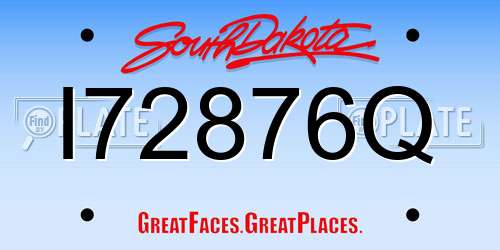 I72876Q South Dakota License Plate