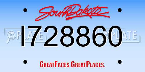I728860 South Dakota License Plate