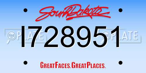 I728951 South Dakota License Plate