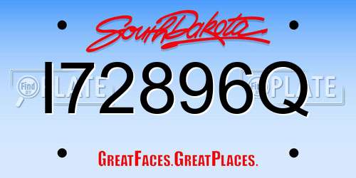 I72896Q South Dakota License Plate
