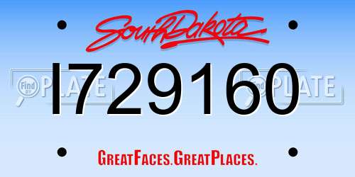 I729160 South Dakota License Plate