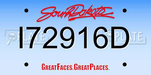 I72916D South Dakota License Plate