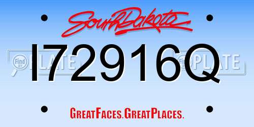 I72916Q South Dakota License Plate