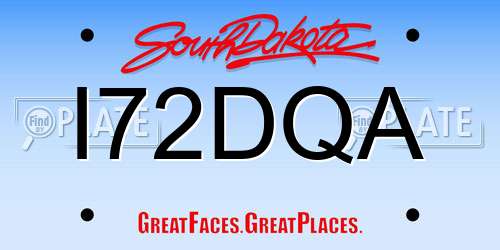 I72DQA South Dakota License Plate