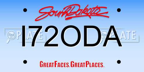 I72ODA South Dakota License Plate