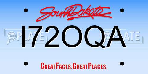 I72OQA South Dakota License Plate