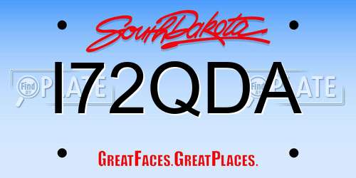 I72QDA South Dakota License Plate