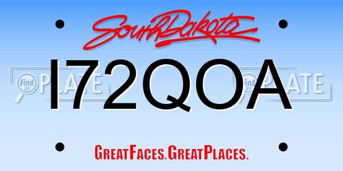 I72QOA South Dakota License Plate
