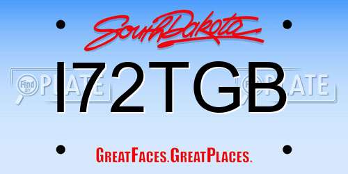 I72TGB South Dakota License Plate