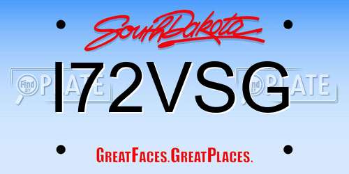I72VSG South Dakota License Plate