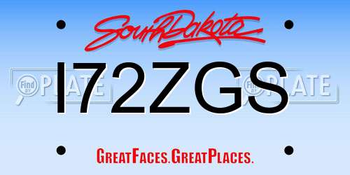 I72ZGS South Dakota License Plate