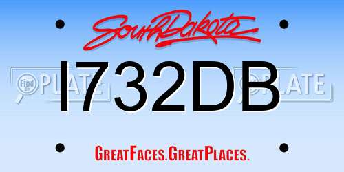 I732DB South Dakota License Plate
