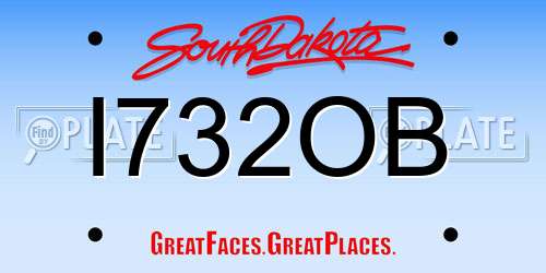 I732OB South Dakota License Plate