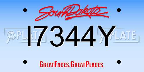 I7344Y South Dakota License Plate