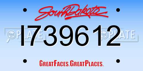 I739612 South Dakota License Plate