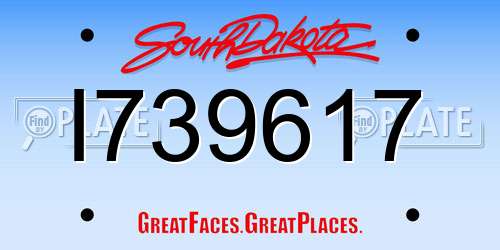 I739617 South Dakota License Plate