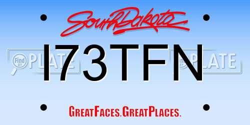 I73TFN South Dakota License Plate