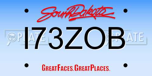 I73ZOB South Dakota License Plate