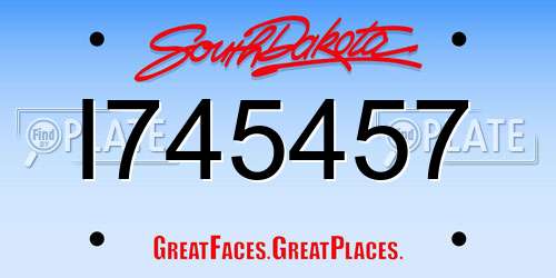 I745457 South Dakota License Plate