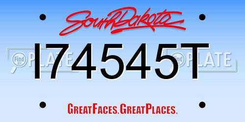 I74545T South Dakota License Plate