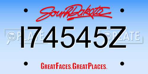 I74545Z South Dakota License Plate