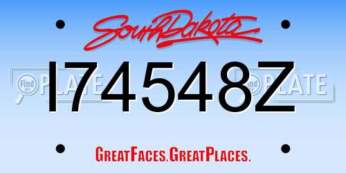 I74548Z South Dakota License Plate