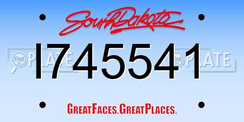 I745541 South Dakota License Plate