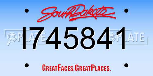 I745841 South Dakota License Plate