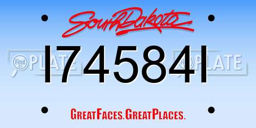 I74584I South Dakota License Plate