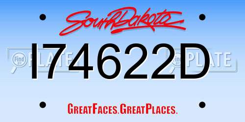 I74622D South Dakota License Plate