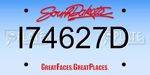 I74627D South Dakota License Plate