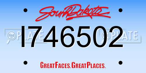 I746502 South Dakota License Plate