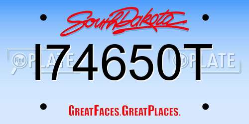 I74650T South Dakota License Plate