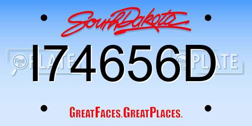 I74656D South Dakota License Plate