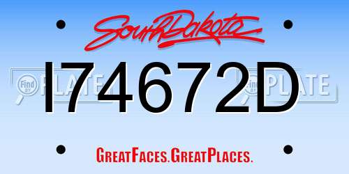 I74672D South Dakota License Plate