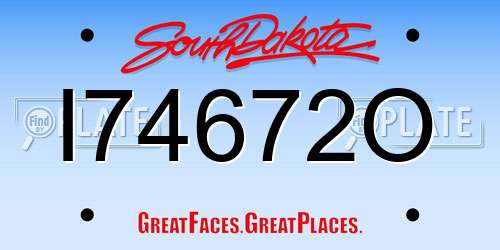 I74672O South Dakota License Plate