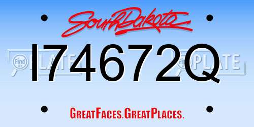 I74672Q South Dakota License Plate