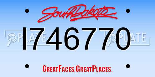 I746770 South Dakota License Plate