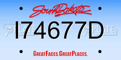 I74677D South Dakota License Plate