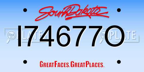 I74677O South Dakota License Plate